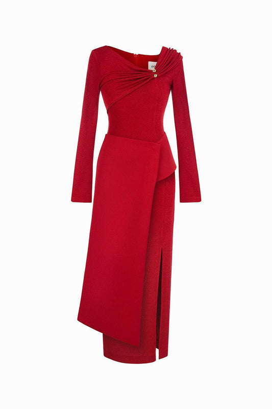 Laly Sheath Extended Flap Spandex Taffeta Ankle Length Dress - MEAN BLVD