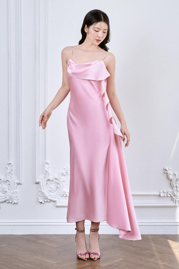 Lavena Slip Extended Flap Silk Midi Dress - MEAN BLVD