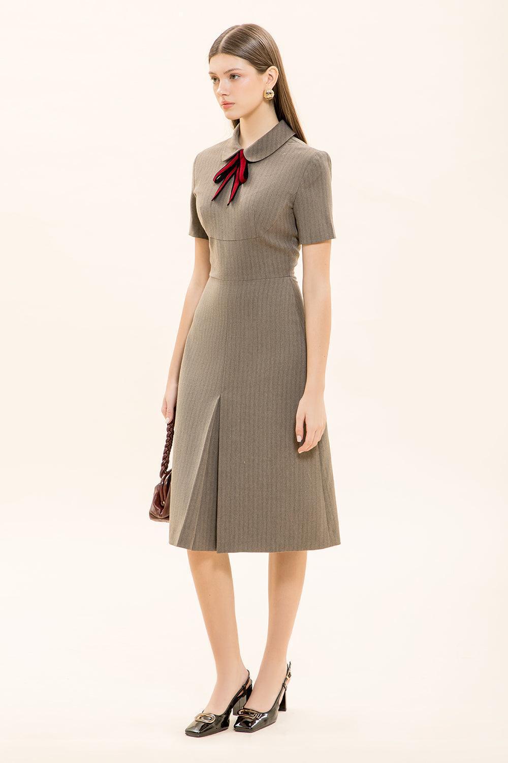 Women's Lavinia A-line Short Sleeved Polyester Knee-length Dress XS/S/M/L/Customize Brown MEAN BLVD, Brown / XS Women's Lavinia A-line Short Sleeved Polyester Knee-length Dress XS/S/M/L/Customize Brown MEAN BLVD, Brown / XS