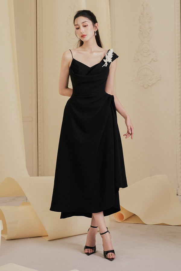 Lenora A-line Waist Pleated Cotton Spandex Midi Dress - MEAN BLVD