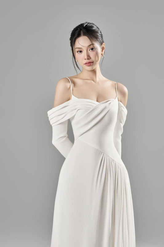 Letty A-line Cold Shoulder Sleeved Toothpick Spandex Midi Dress - MEAN BLVD