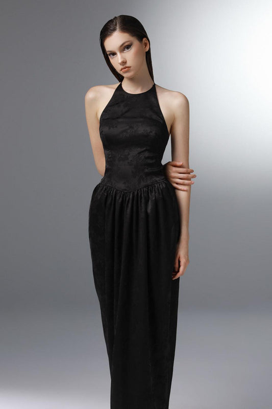 Levity Pegged Round Neck Silk Ankle Length Dress - MEAN BLVD