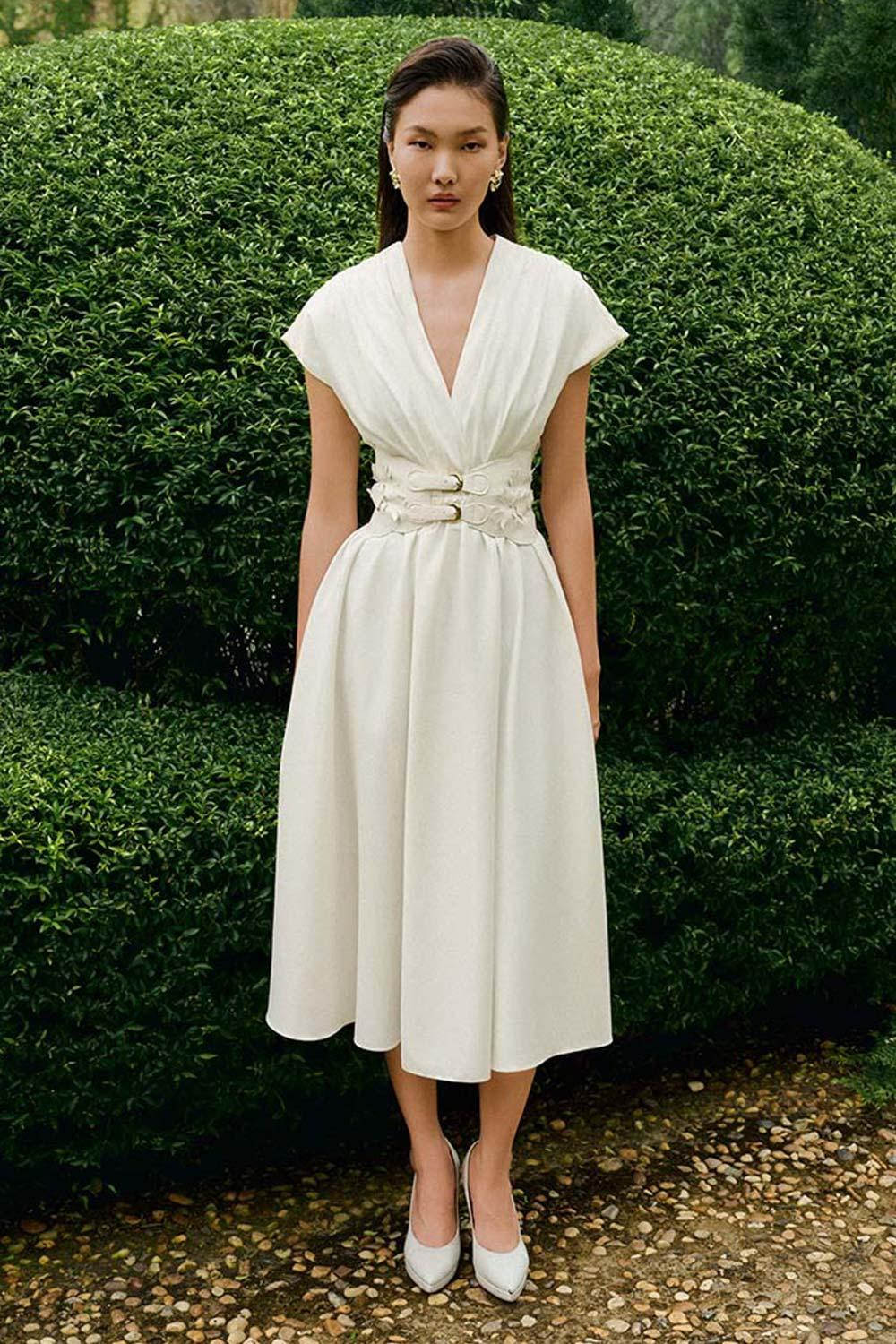 Women's Lidies Fit and Flare Cap Sleeved Cotton Calf Length Dress Customize White Mean Blvd Women's Lidies Fit and Flare Cap Sleeved Cotton Calf Length Dress Customize White Mean Blvd
