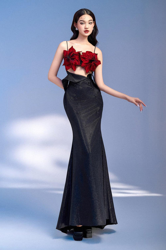 Luminous Mermaid Cut-Out Polyester Spandex Floor Length Dress - MEAN BLVD