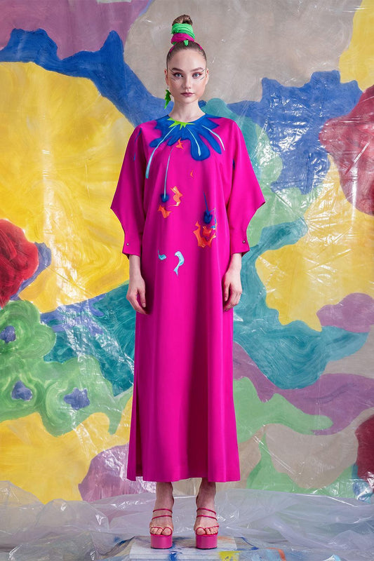 Maeve Straight Round Neck Satin Ankle Length Dress - MEAN BLVD