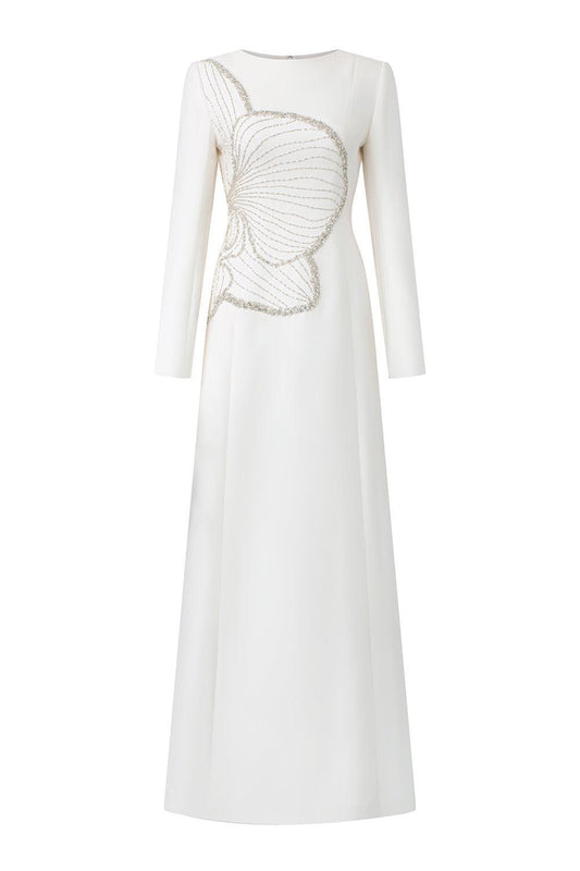 Magnolo Sheath Square Shoulder Velvet Satin Maxi Dress - MEAN BLVD