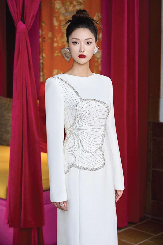 Magnolo Sheath Square Shoulder Velvet Satin Maxi Dress - MEAN BLVD