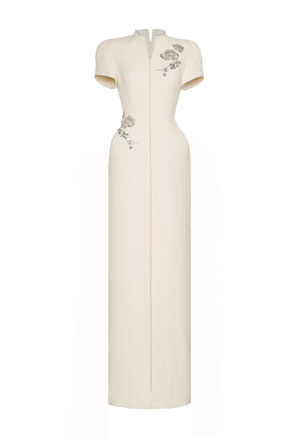 Women's Eirlys Sheath Puffy Sleeved Crepe Floor Length Dress S/M/L/XL/Customize Cream MEAN BLVD Cream / XL