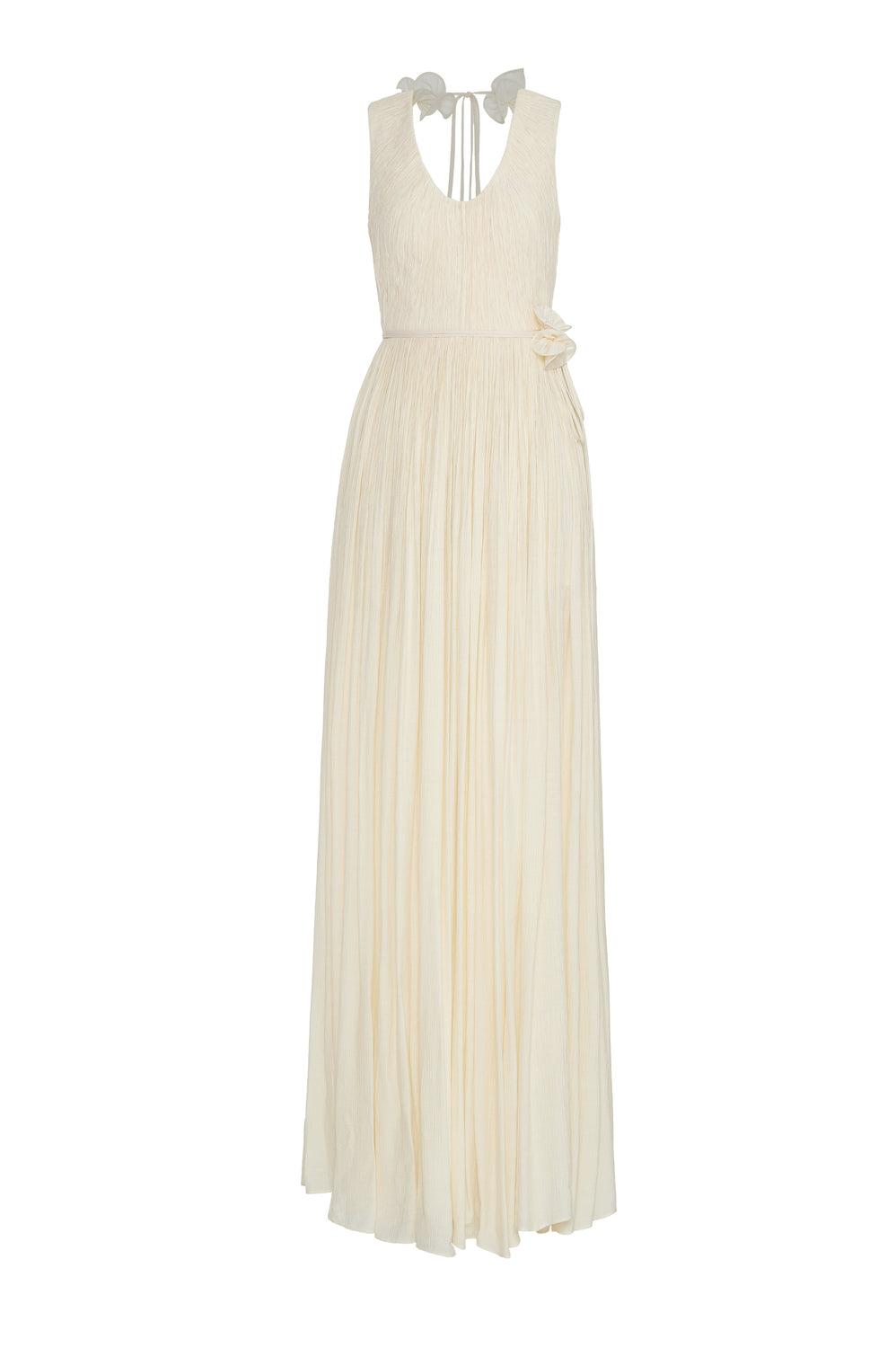 Women's Nasir Gathered Scoop Neck Tencel Floor Length Dress  S/M/L/XL/Customize Light Green/Cream MEAN BLVD