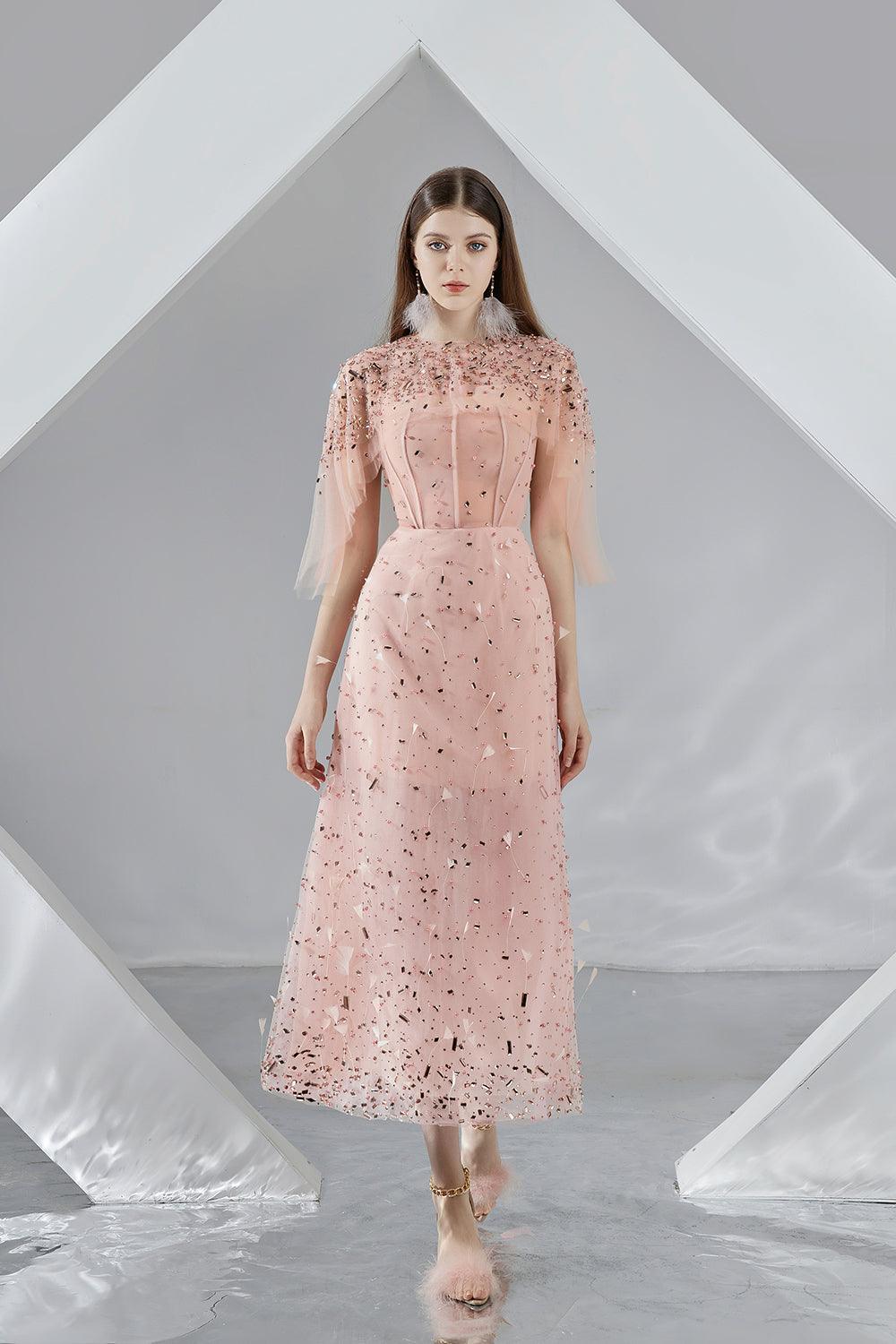 Women's Mariam A-Line Flare Sleeved Organza Midi Dress S/M/L/Xl Pink Mean Blvd Xs / Pink Women's Mariam A-Line Flare Sleeved Organza Midi Dress S/M/L/Xl Pink Mean Blvd Xs / Pink