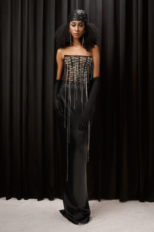 Marlowe Straight Back Slit Silk Floor Length Skirt - MEAN BLVD