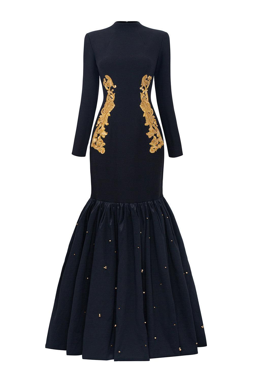 Women's Martha Drop Waist Flared Scuba Floor Length Dress XS/S/M/L/XL/XXL/Customize Black Mean Blvd Black / Xs Women's Martha Drop Waist Flared Scuba Floor Length Dress XS/S/M/L/XL/XXL/Customize Black Mean Blvd Black / Xs