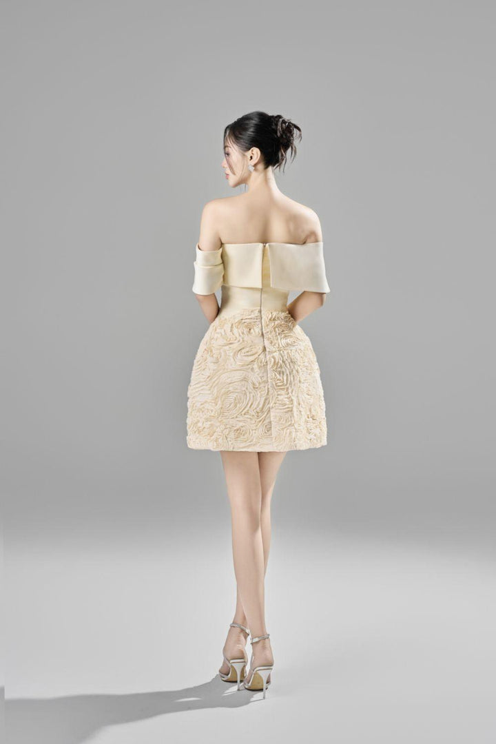 Mia A-line Off-Shoulder Silk Lace Mini Dress - MEAN BLVD