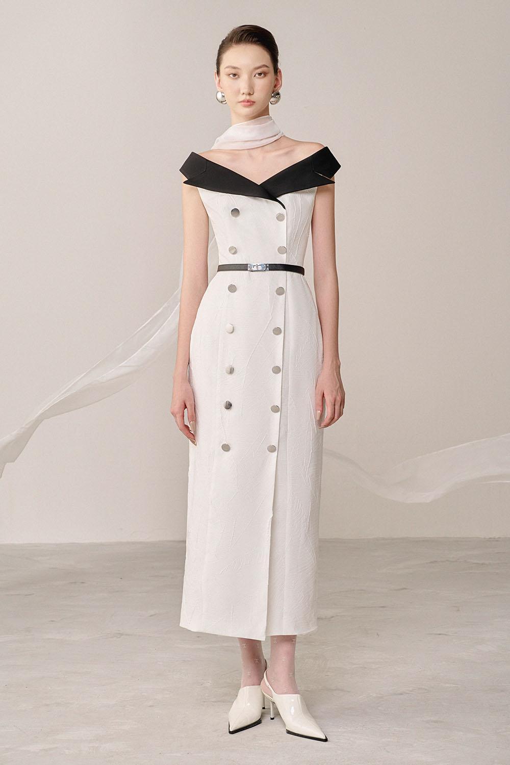Convertible Acetate Blend Midi Dress (2-Piece Set)