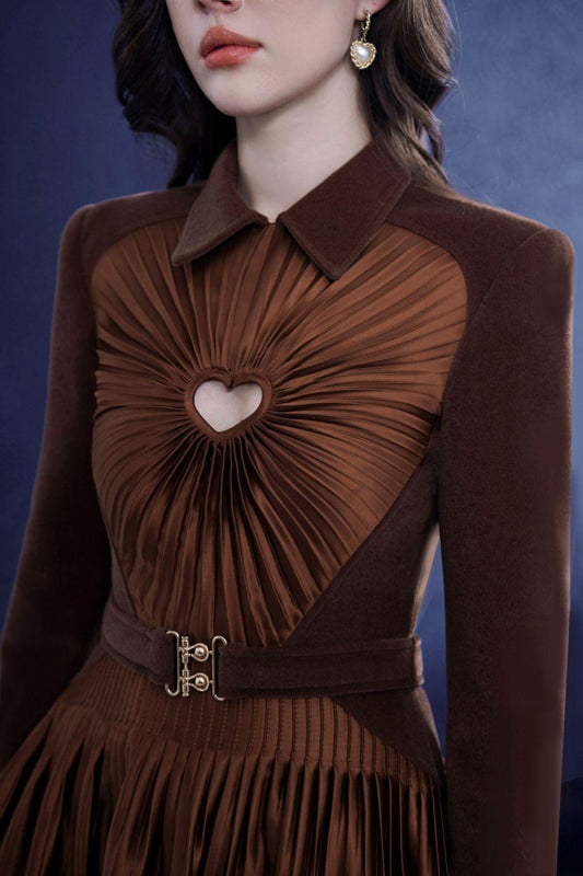 Moxique A-line Pleated Chest Silk Mini Dress - MEAN BLVD