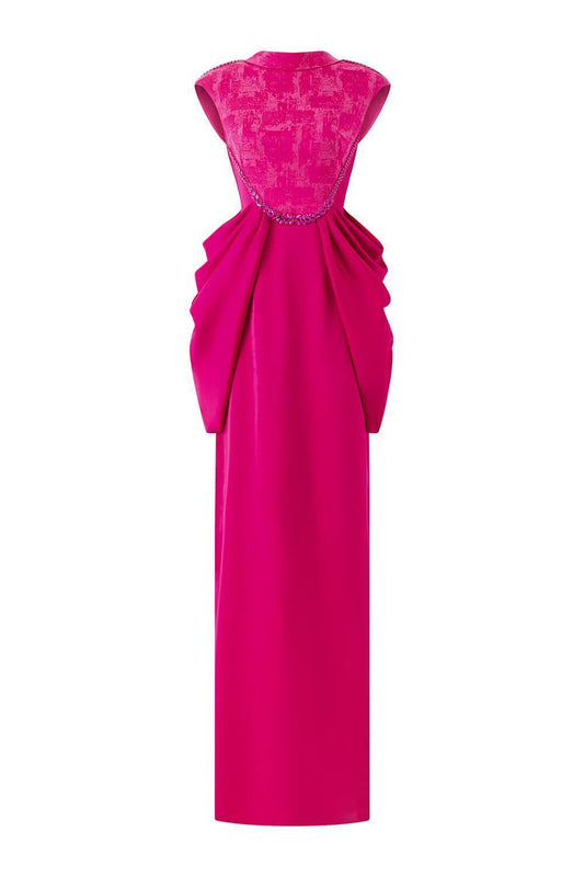 Muse Sheath Cap Sleeved Satin Floor Length Dress - MEAN BLVD