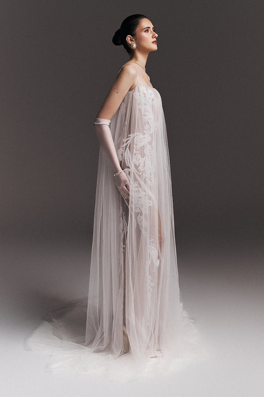 Serenity Square Neck Embroidery Maxi Dress