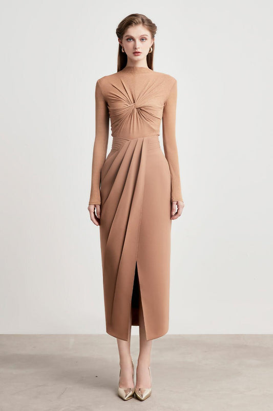 Mystic Sarong Pleated Twill Midi Skirt - MEAN BLVD