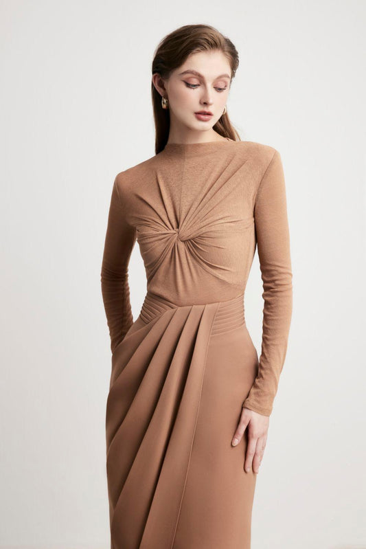 Mystic Sarong Pleated Twill Midi Skirt - MEAN BLVD