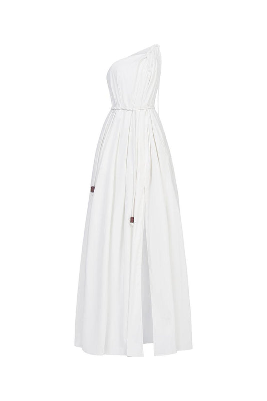 Nguyet Flared One Shoulder Poplin Floor Length Dress - MEAN BLVD