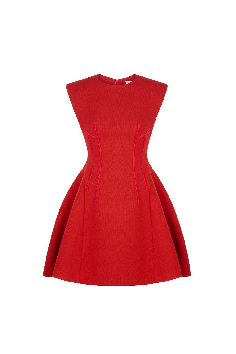 Women's Peony Fit and Flare Round Neck Cotton Blend Mini Dress S/M/L/XL White/Black/Red MEAN BLVD White / M Women's Peony Fit and Flare Round Neck Cotton Blend Mini Dress S/M/L/XL White/Black/Red MEAN BLVD White / M