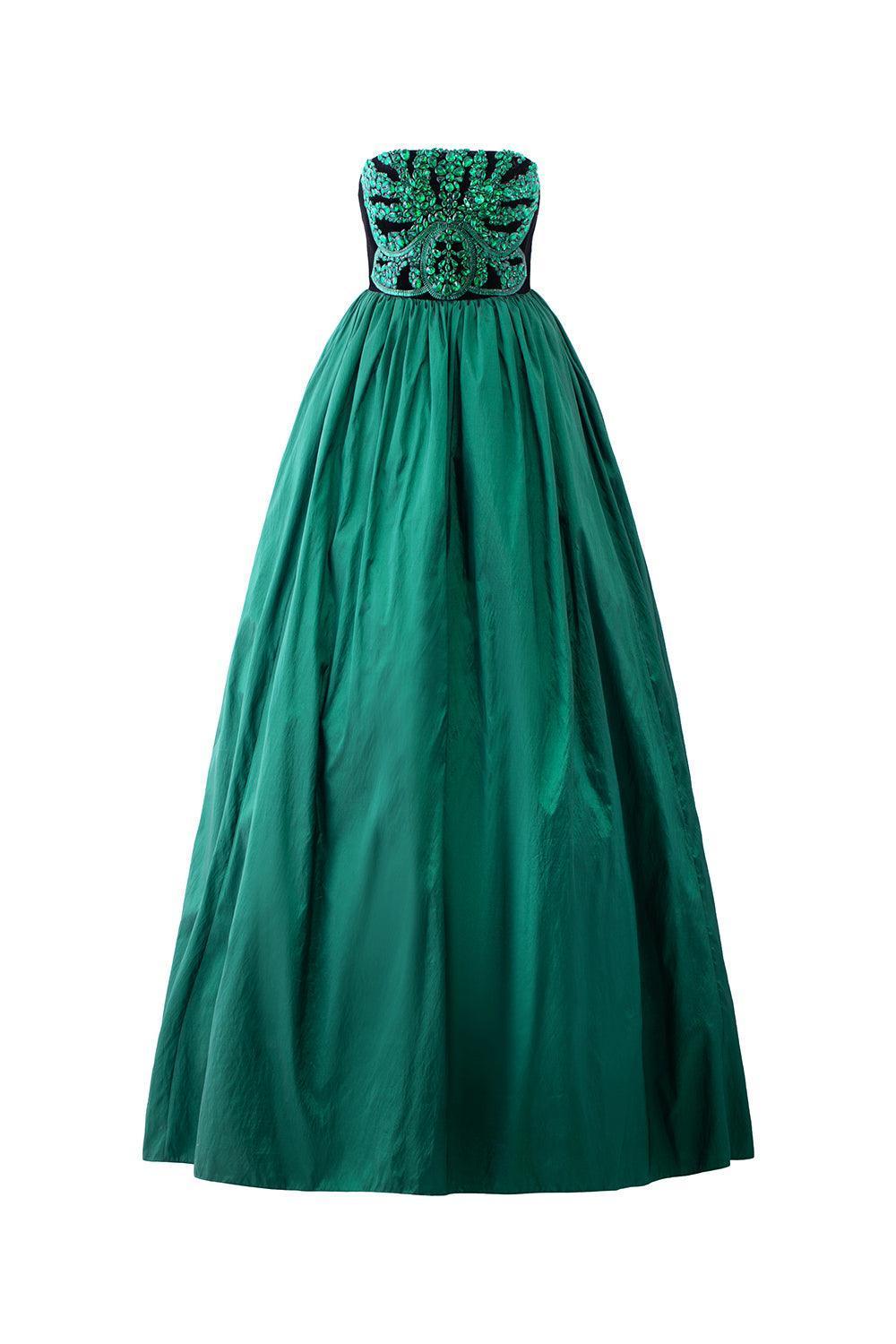 Women's Pilgrim Ball Gown Straight Across Neck Taffeta Floor Length Dress XS/S/M/L/XL/XXL/Green/Black/MEAN Blvd M / Green Women's Pilgrim Ball Gown Straight Across Neck Taffeta Floor Length Dress XS/S/M/L/XL/XXL/Green/Black/MEAN Blvd M / Green