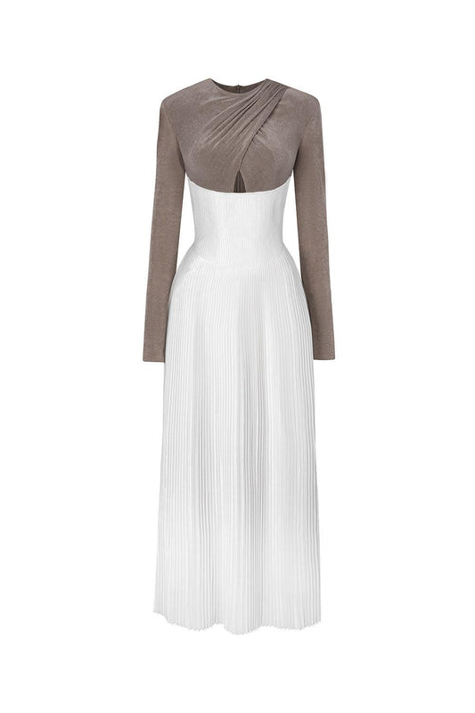 Poise Pleated Crossover Satin Ankle Length Dress - MEAN BLVD