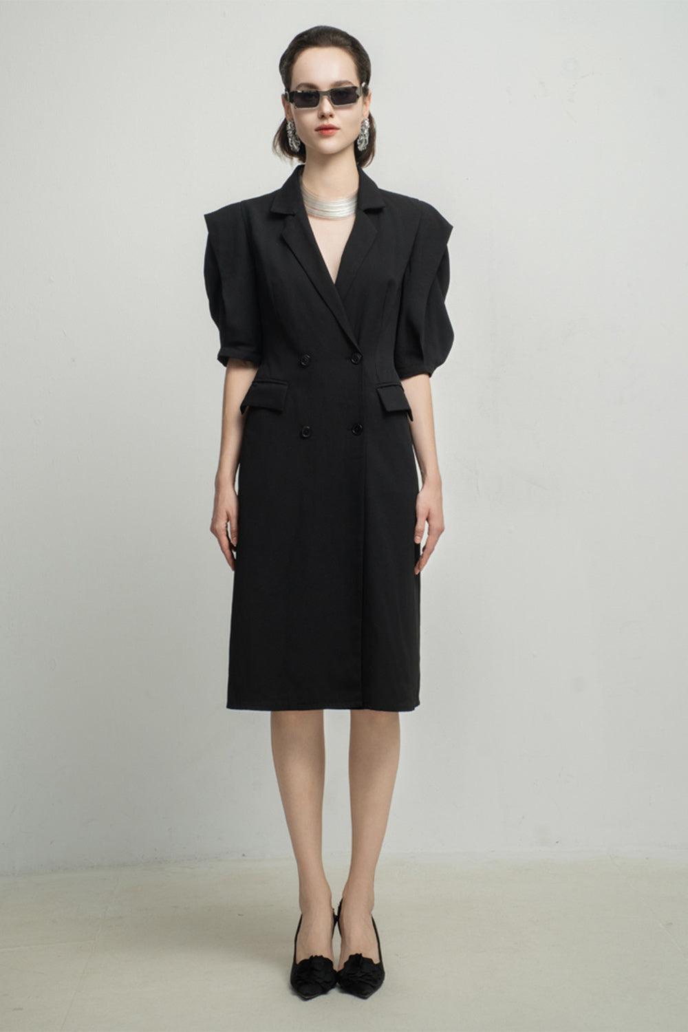 Women's Alexis Sheath Double Breasted Polyester Knee-length Dress S/M/L/Customize Black MEAN BLVD Women's Alexis Sheath Double Breasted Polyester Knee-length Dress S/M/L/Customize Black MEAN BLVD