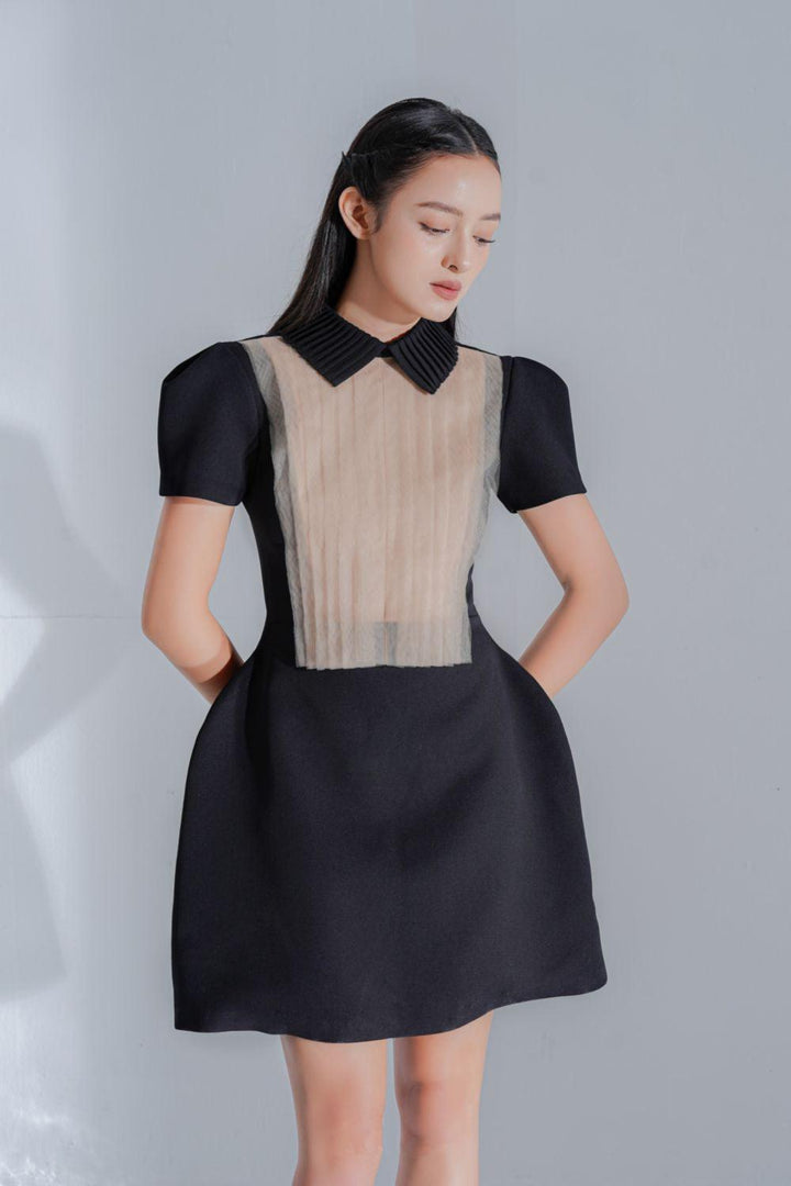 Rosaline A-line Collared Neck Cotton Polyester Mini Dress - MEAN BLVD