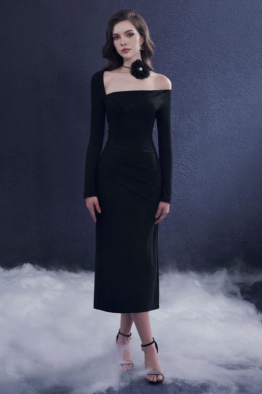 Sculpta Sheath Slit Hem Wool Midi Dress - MEAN BLVD