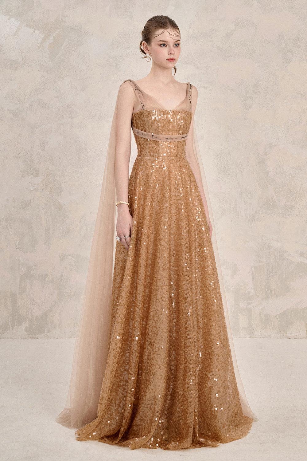 Women's Solasta A-line Sleeveless Sequin Floor Length Dress XS/XS/S/M/L/XL/Customize Gold MEAN BLVD Gold / XL Women's Solasta A-line Sleeveless Sequin Floor Length Dress XS/XS/S/M/L/XL/Customize Gold MEAN BLVD Gold / XL