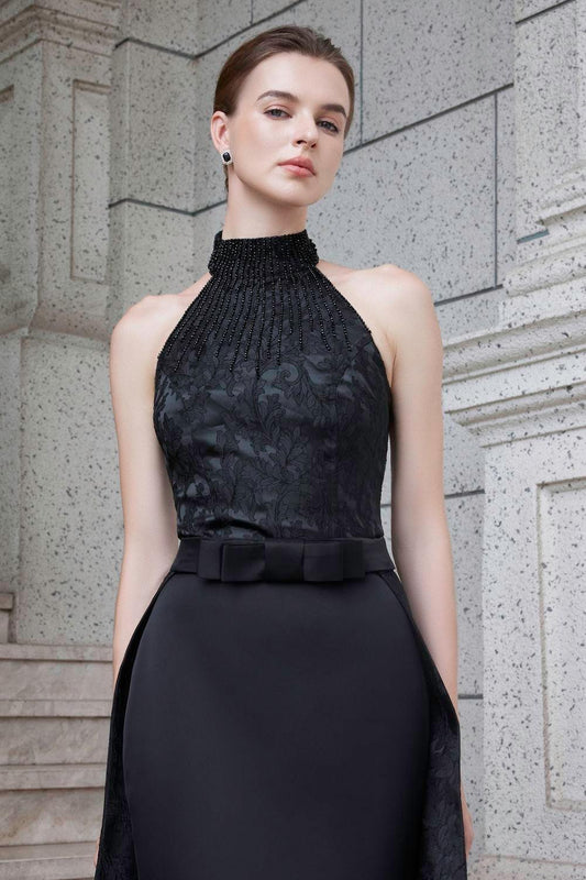 Spectra Halter Sleeveless Silk Floor Length Dress - MEAN BLVD