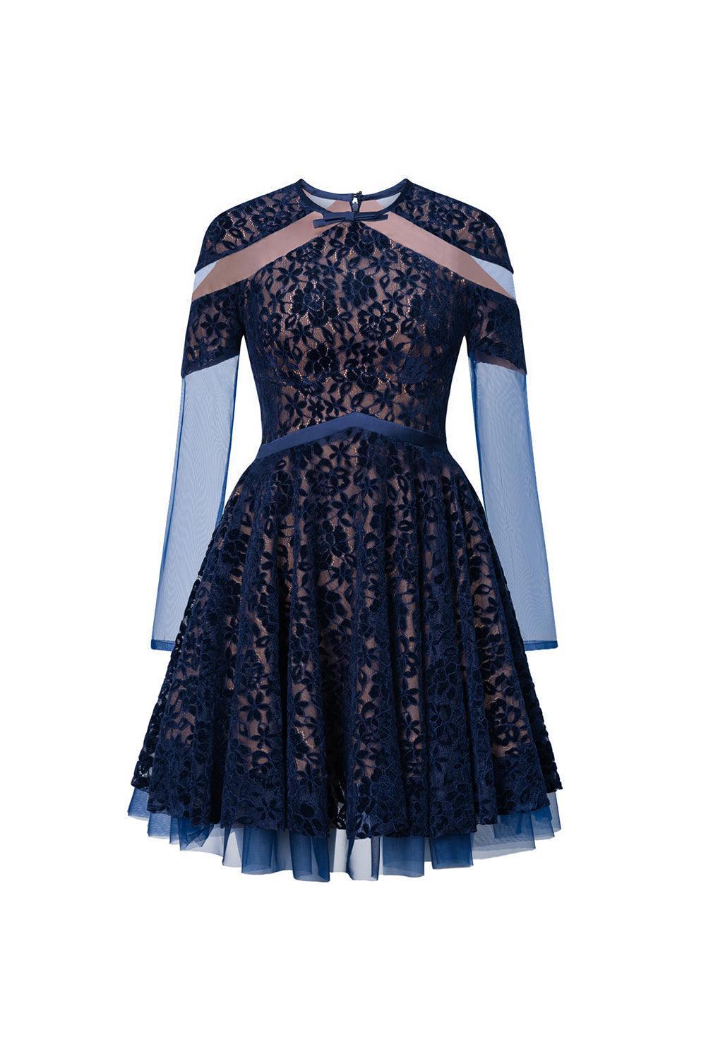 Women's Sybil A-Line Round Neck Lace Mini Dress S/M/L/Xl Navy Mean Blvd L / Navy Women's Sybil A-Line Round Neck Lace Mini Dress S/M/L/Xl Navy Mean Blvd L / Navy