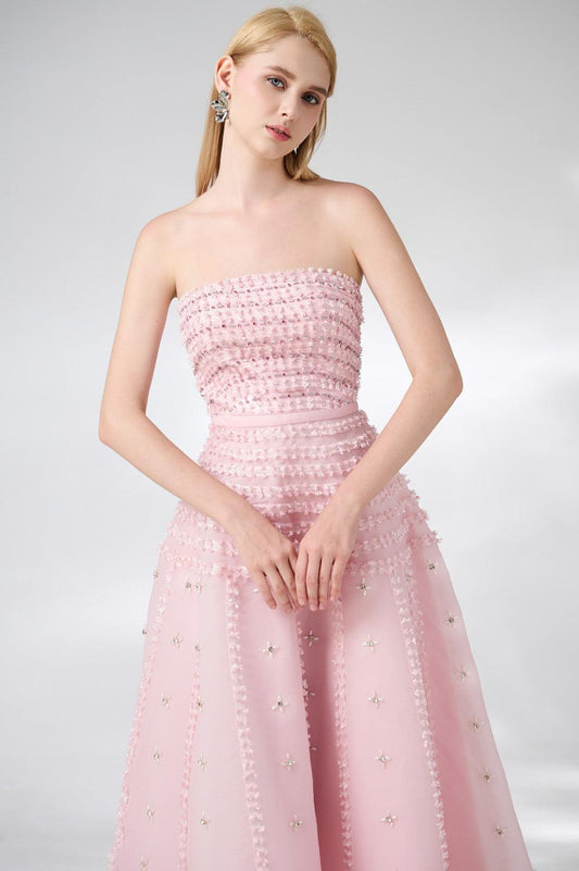 Terry Strapless Stone Organza Midi Dress - MEAN BLVD