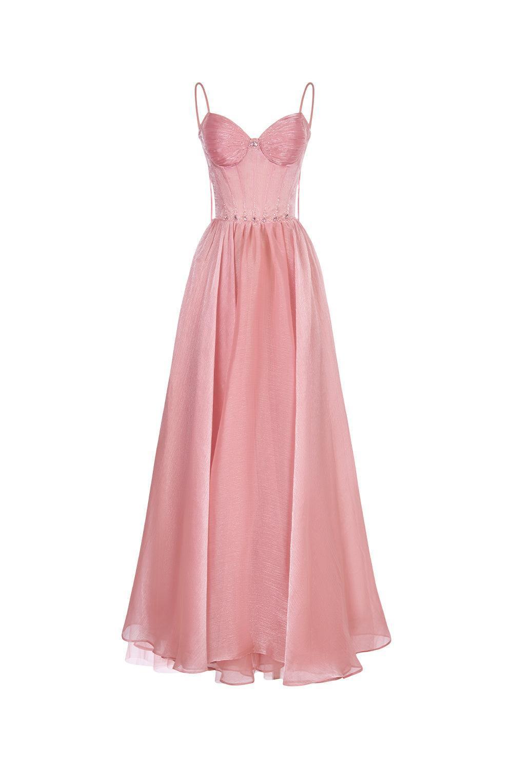 Women's The Wings A-line Spaghetti Strap Chiffon Floor Length Dress XS/XS/S/M/L/XL/Customize Pink MEAN BLVD Pink / XL Women's The Wings A-line Spaghetti Strap Chiffon Floor Length Dress XS/XS/S/M/L/XL/Customize Pink MEAN BLVD Pink / XL
