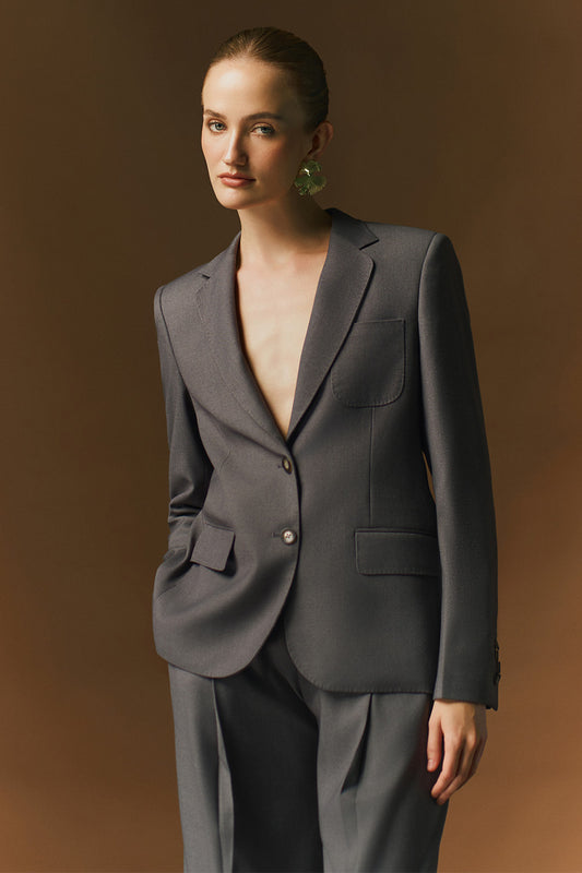 Velora Straight Flap Pocket Wool Blend Blazer