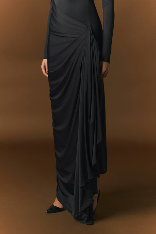 Lyra Sheath Turtle Neck Tencel Maxi Dress