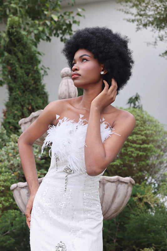 Charm Trumpet Straight Across Neck Sequin Floor Length Dress