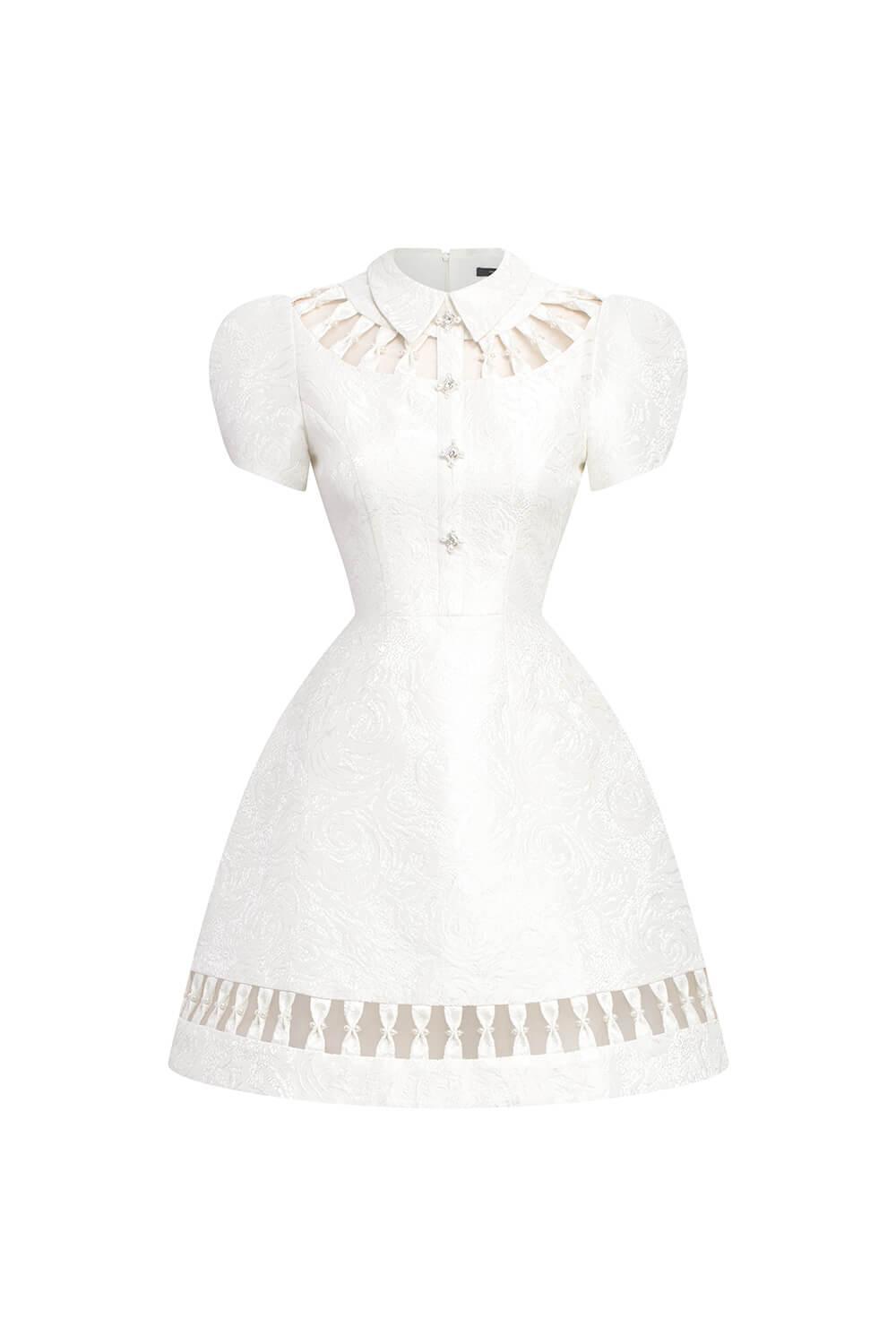 chinese dress ladies Dressime A Line Spaghetti Straps Puffy Sleeves Tulle Tiered Short/Mini –  dressime main image 1