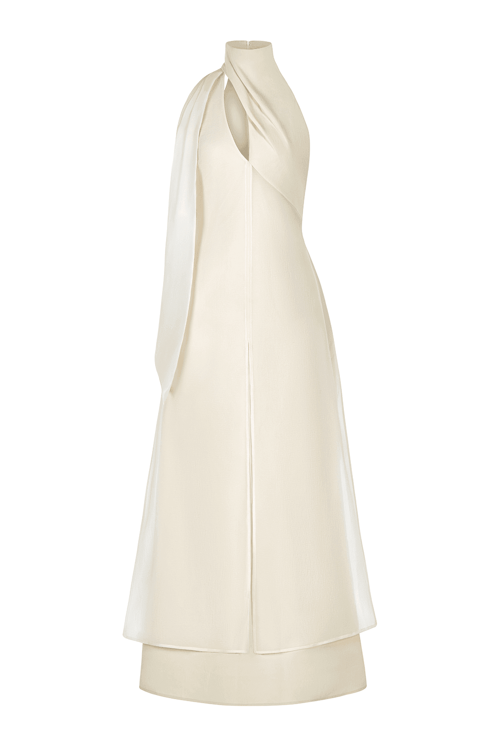 Women's Yen Layered High Neck Floss Silk Ankle Length Dress XS/S/M/L/XL Nude/Blue/Black MEAN BLVD Nude / XL Women's Yen Layered High Neck Floss Silk Ankle Length Dress XS/S/M/L/XL Nude/Blue/Black MEAN BLVD Nude / XL