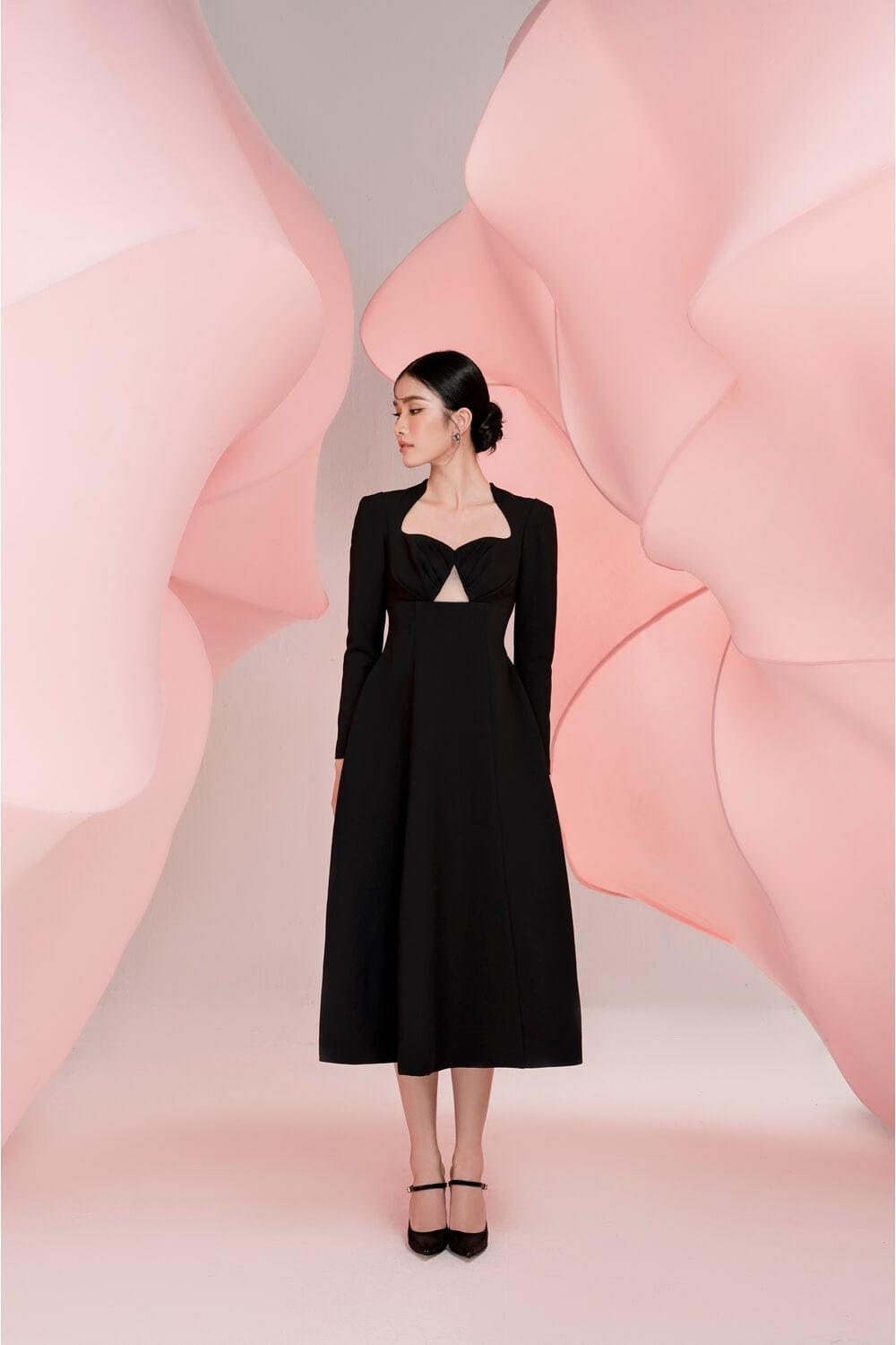 Women's Blair Fit and Flare Chest Cup Cotton Spandex Midi Dress S/M/L Black MEAN BLVD M / Black Women's Blair Fit and Flare Chest Cup Cotton Spandex Midi Dress S/M/L Black MEAN BLVD M / Black
