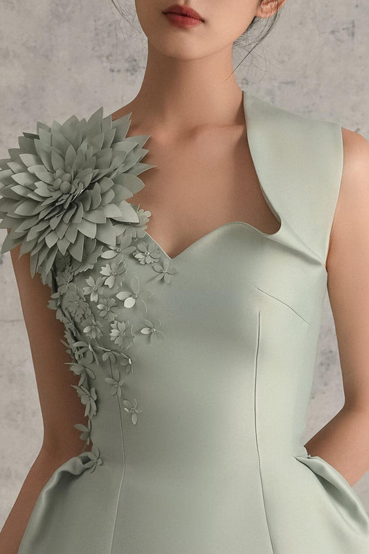 Bristol Straight Asymmetric Sleeved Polyester Spandex Ankle Length Ao Dai MEAN BLVD