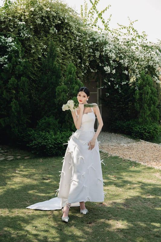 Hariett A-line Strappy Taffeta Midi Dress - MEAN BLVD