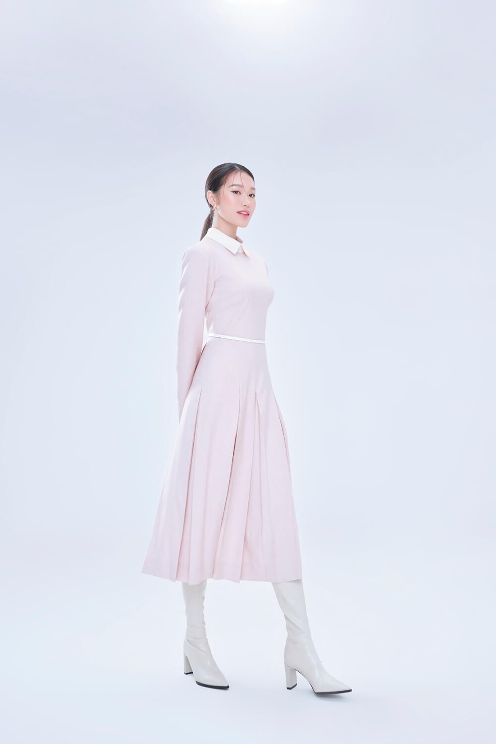 Women's Piper A-Line Box Pleated Cotton Midi Dress Xs/S/M/L Pink Mean Blvd M / Pink Women's Piper A-Line Box Pleated Cotton Midi Dress Xs/S/M/L Pink Mean Blvd M / Pink