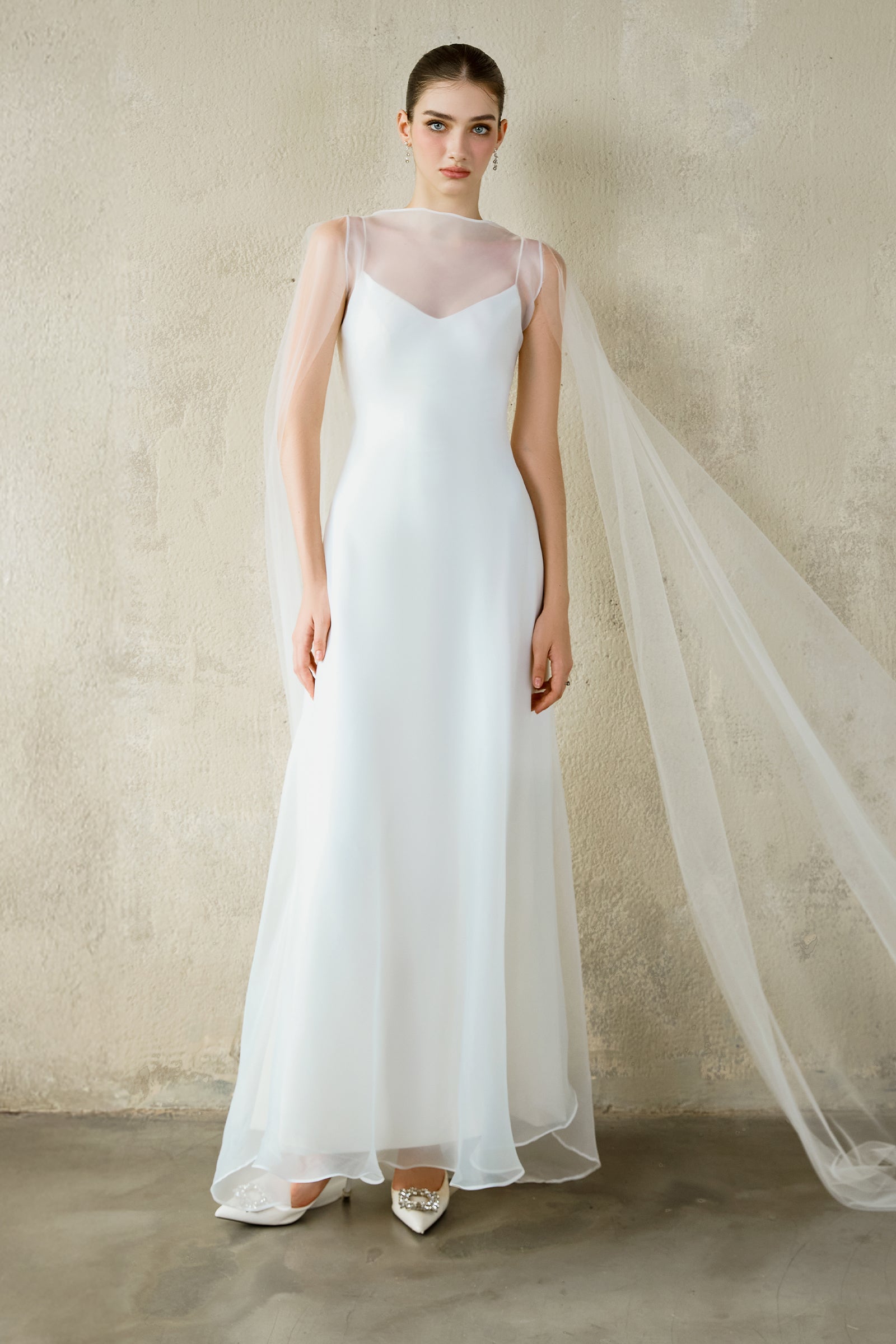 Mei Cape Sleeve Maxi Dress