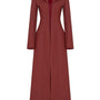 Ulster A-line Front Zipper Leather Midi Trench Coat