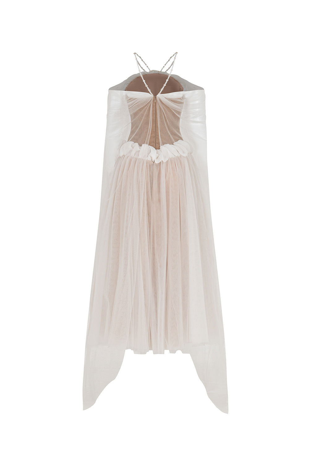 Luminous A-line Cape Sleeved Tulle Ankle Length Dress