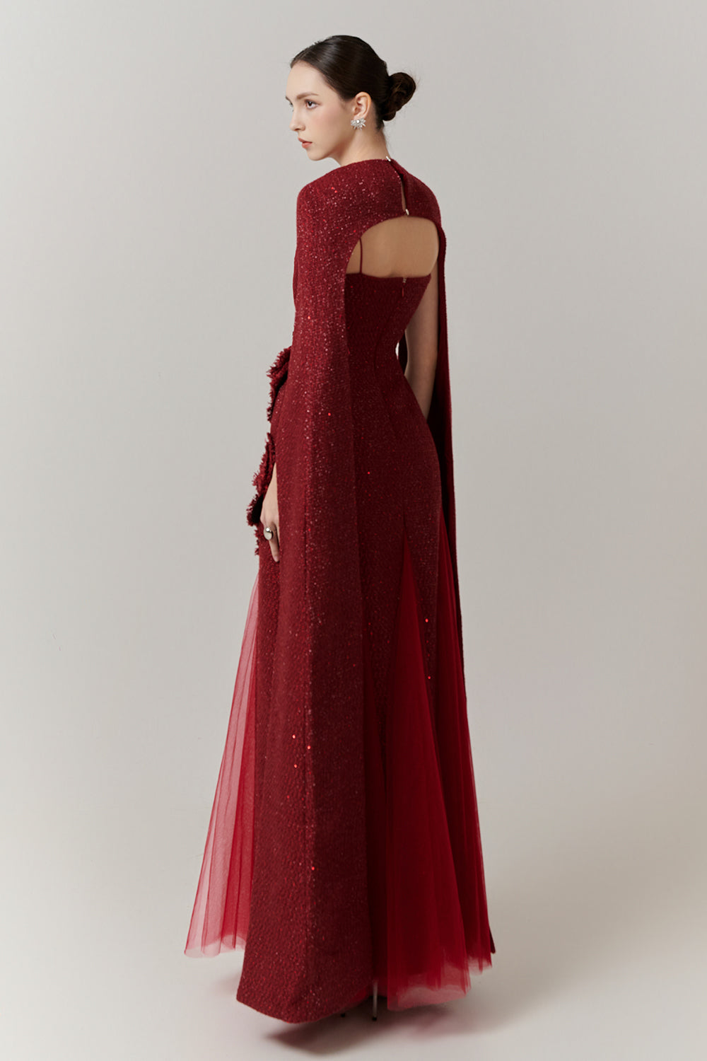 Preston Cape Sleeve Applique Maxi Dress