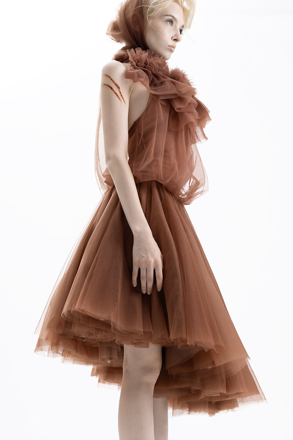 Gia High Neck Ruffle Midi Dress