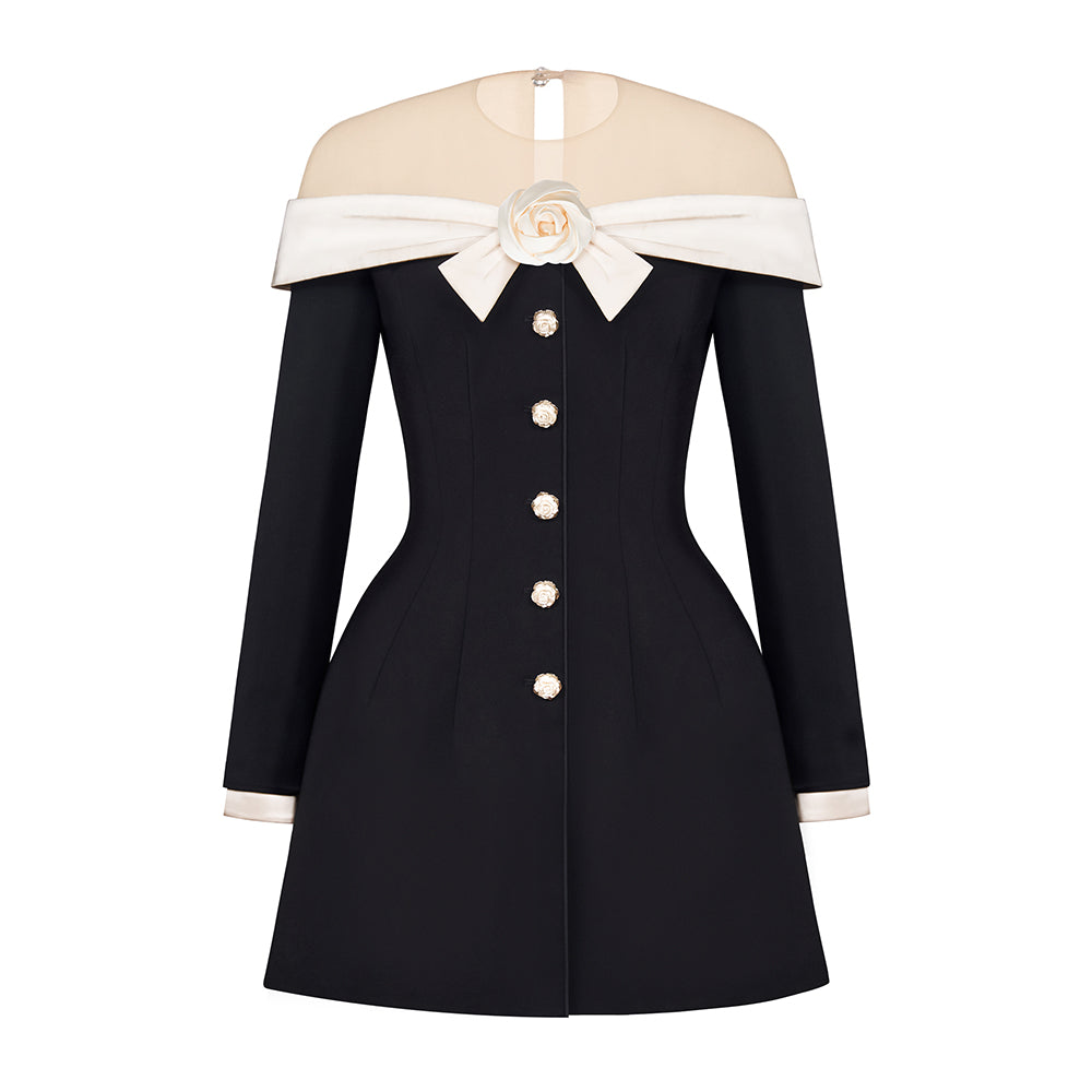 Rosey A-line Illusion Neck Polycotton Mini Dress